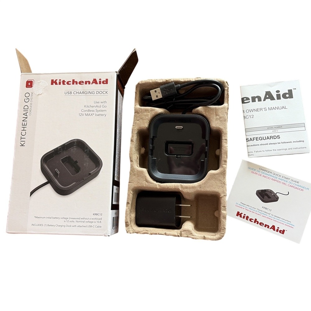 New KitchenAid Go USB Charging Dock KBRC12 Cordless System 12V MAX Dock + Cable